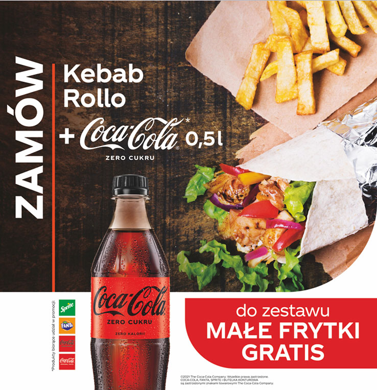DARA Kebab - Promocja Kebab Rollo + Coca Cola 0.5l + male frytki gratis